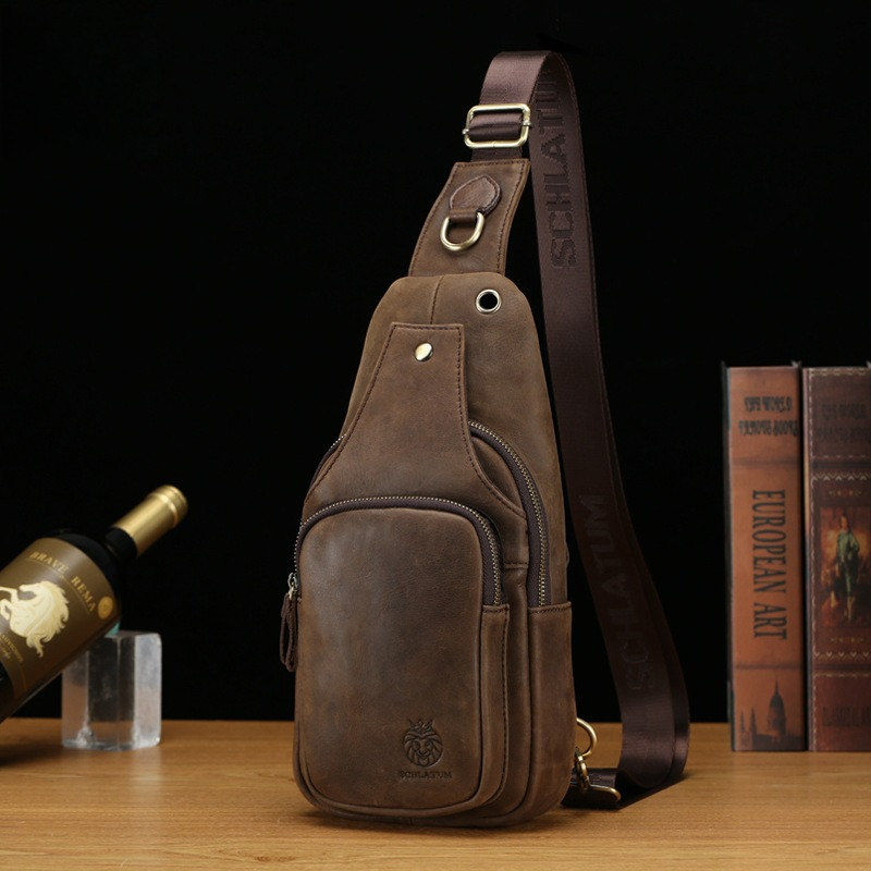 Men's Real Leather Chest Bag B - огляд і ціна Streetwear Brand Backpack