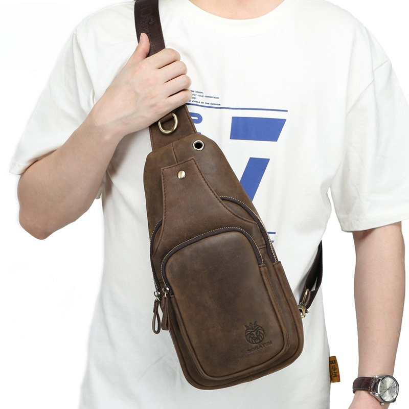 Men's Real Leather Chest Bag B - огляд і ціна Streetwear Brand Backpack